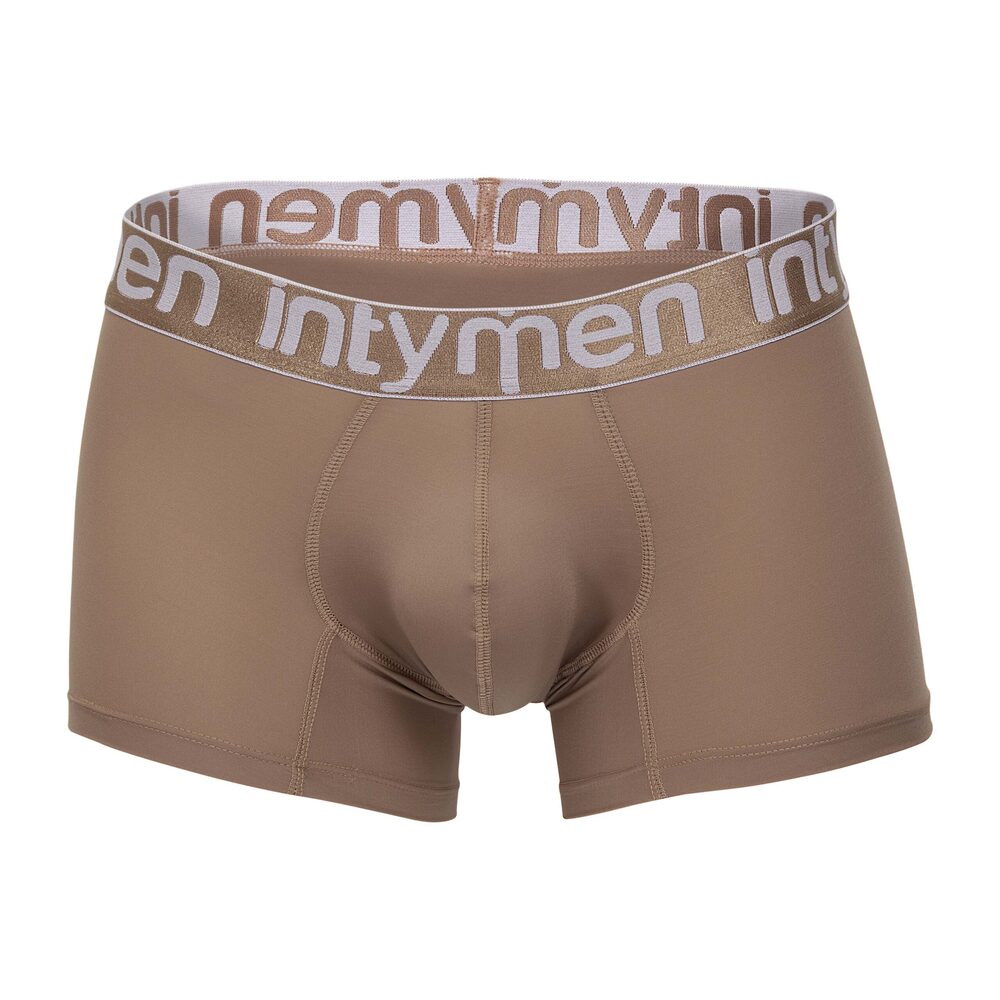 Brown Intymen boxer briefs with matching waistband.