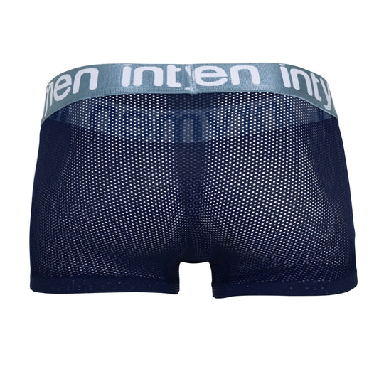 Navy blue Intymen boxer shorts in micro-perforated fabric, rear view.