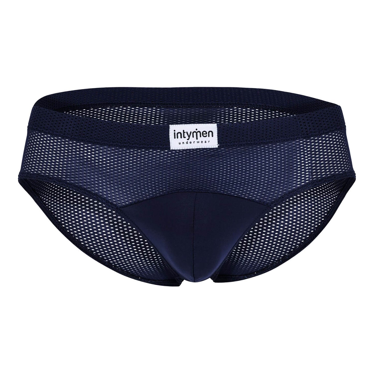 Navy mesh bikini brief.