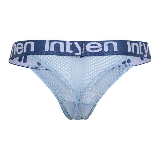 Men’s sheer thong with logo band.