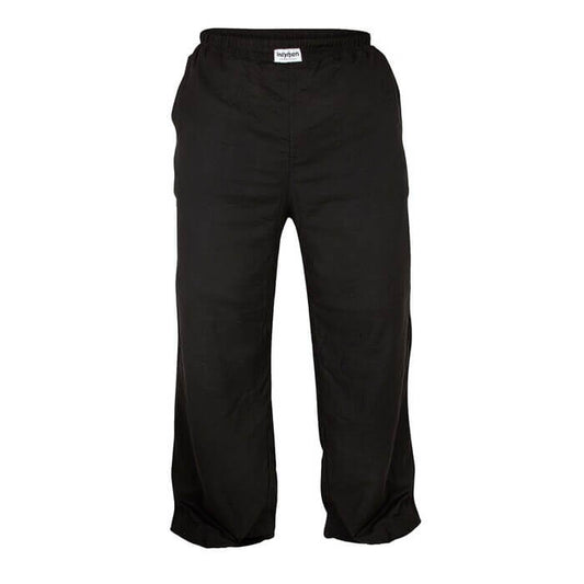 Black loose-fit pants with an elastic waistband.