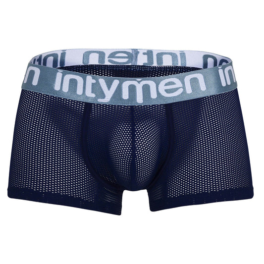 Intymen navy mesh boxer briefs, front view